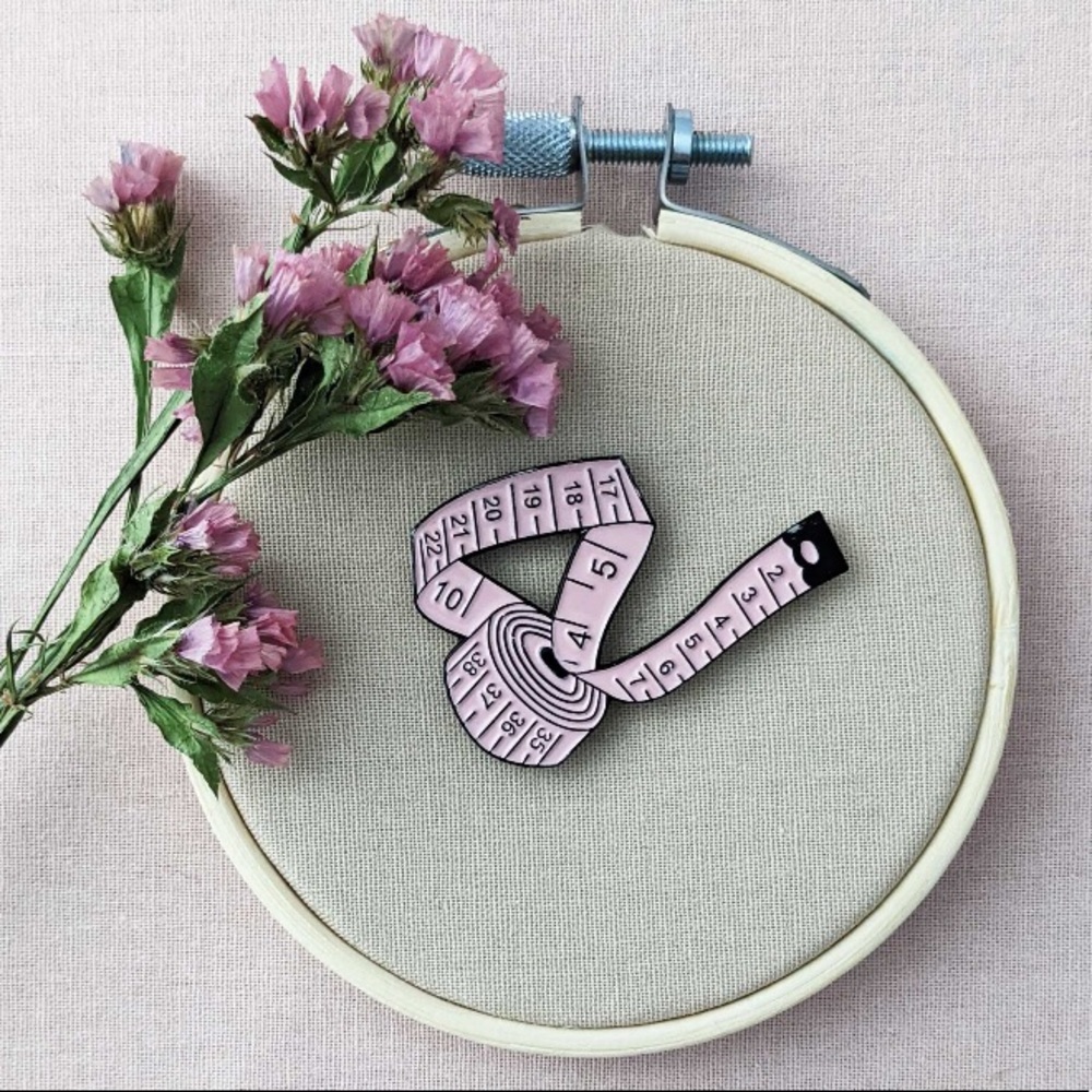 🎉 New Pink Measuring Tape Enamel Pin